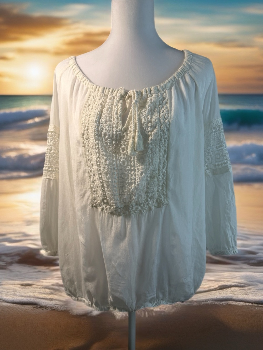 Crochet sheer boho countrycore top junior 1x